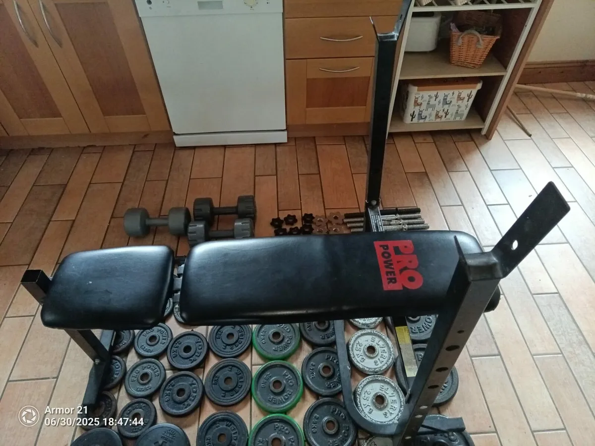 Workout Bench + weight plates n more 92.5kg - Image 2