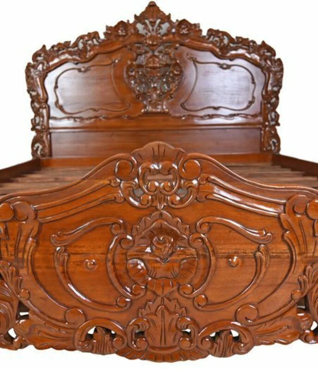 French Double Bed Solid mahogany with exquisite, h - Image 3