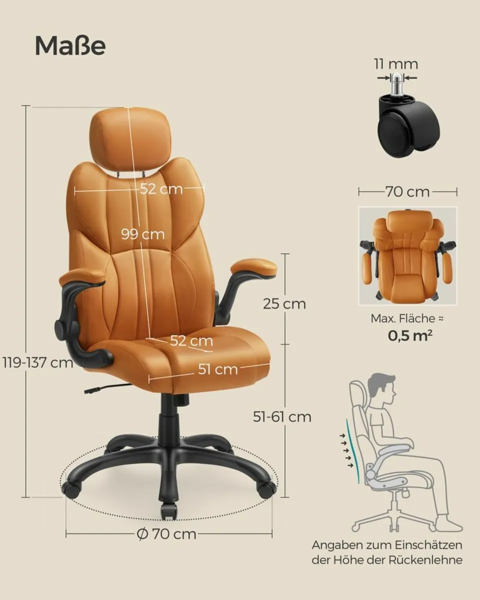 Office chair, ergonomic swivel chair, with folding - Image 4