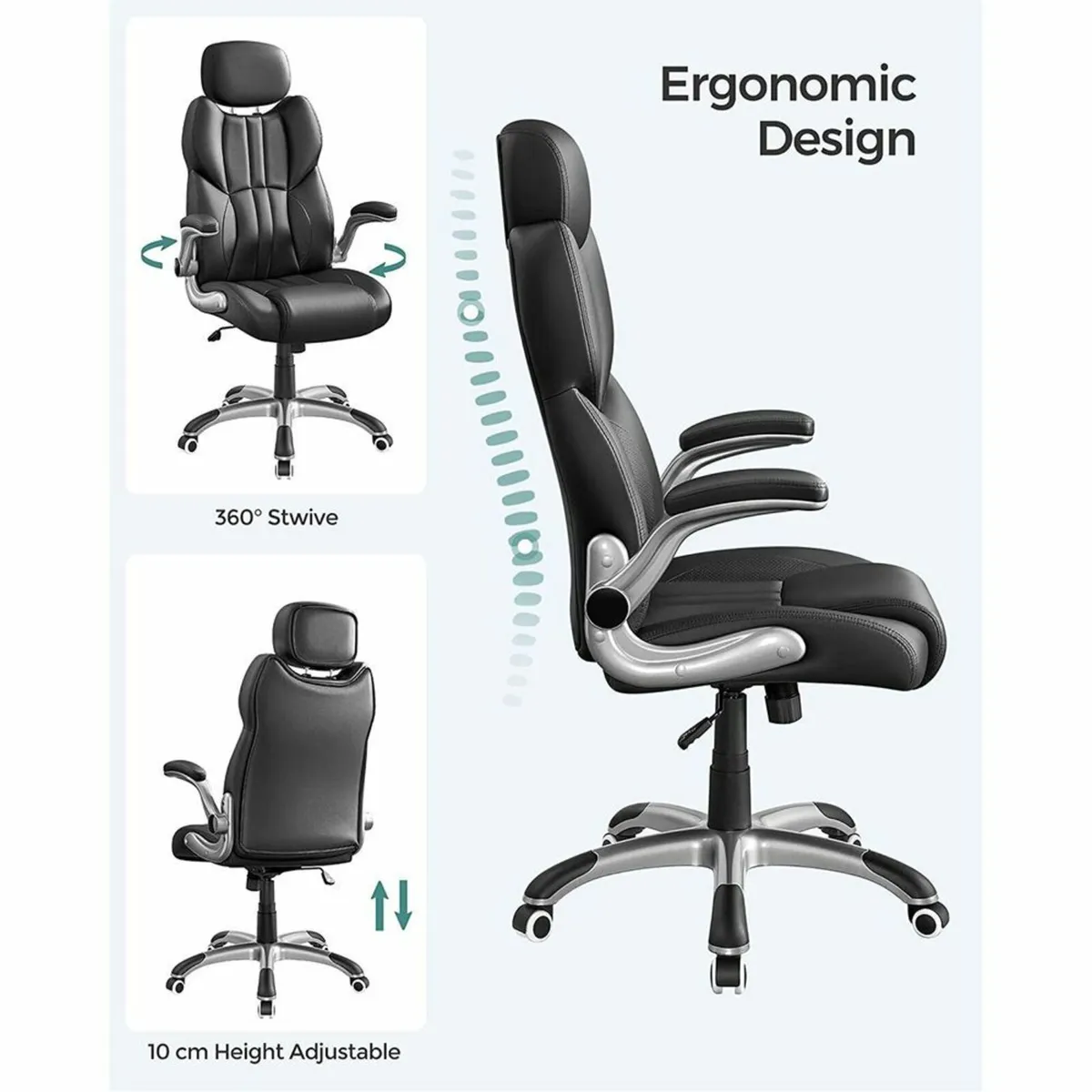Office chair, ergonomic swivel chair, with folding - Image 2