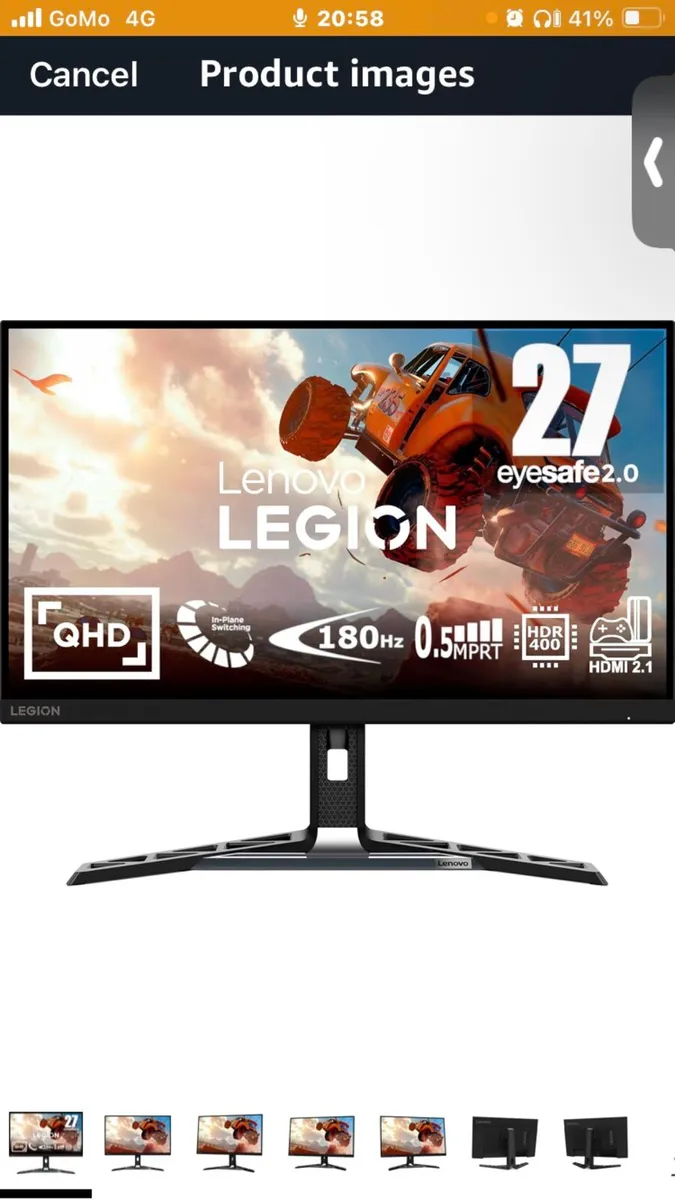 Lenovo Legion 27” QHD 180hz Gaming Monitor