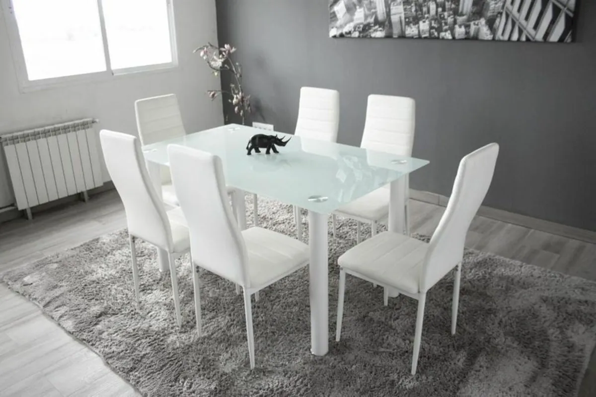 Glass Dining Table Set 6 chairs FREE Delivery - Image 1