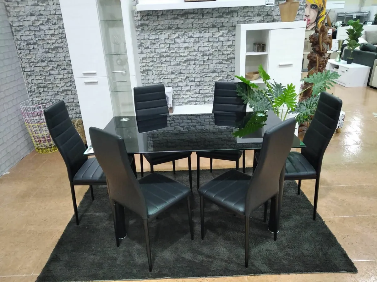 Glass Dining Table Set 6 chairs FREE Delivery - Image 1