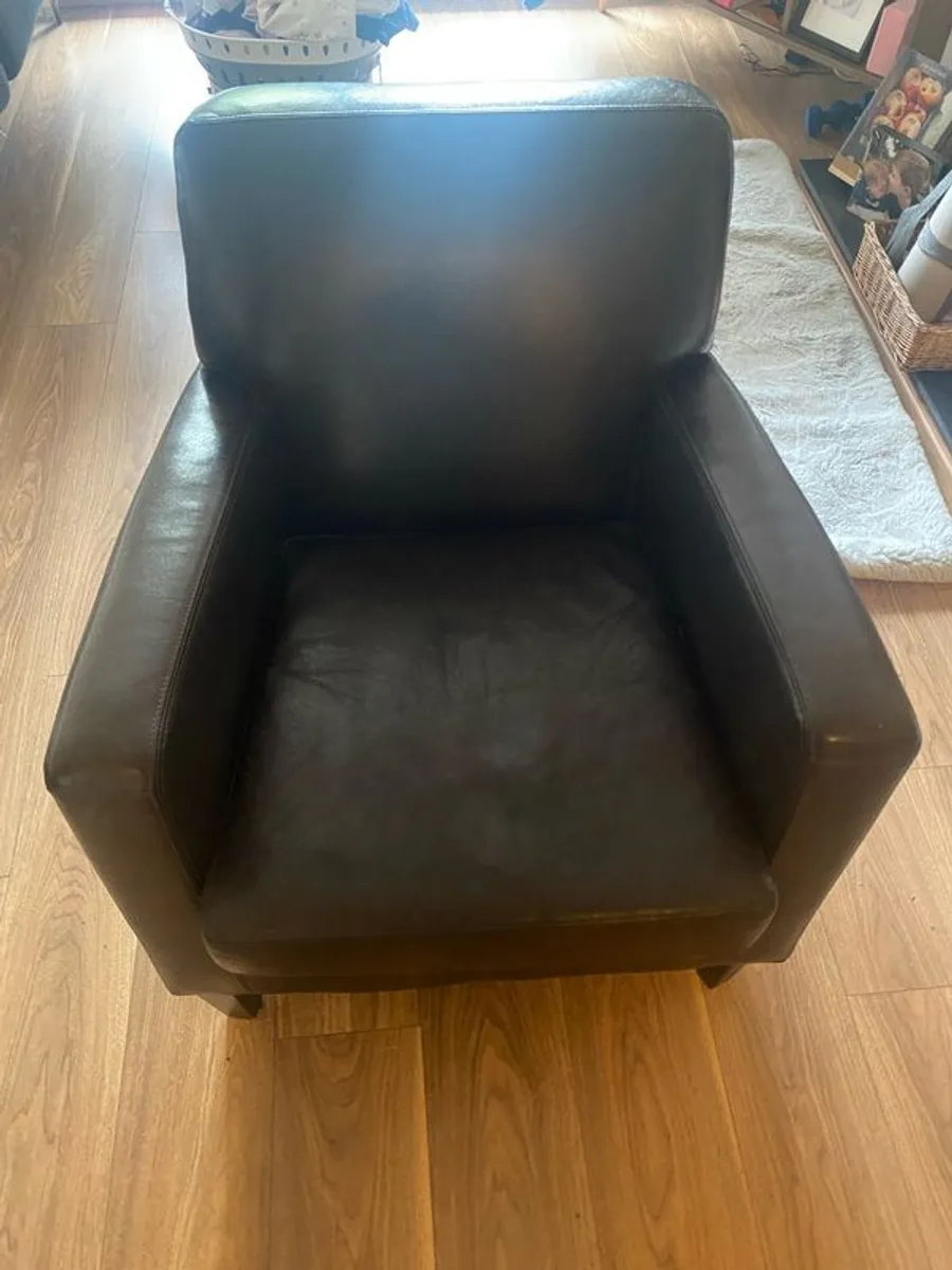 Brown leather IKEA armchair - Image 2