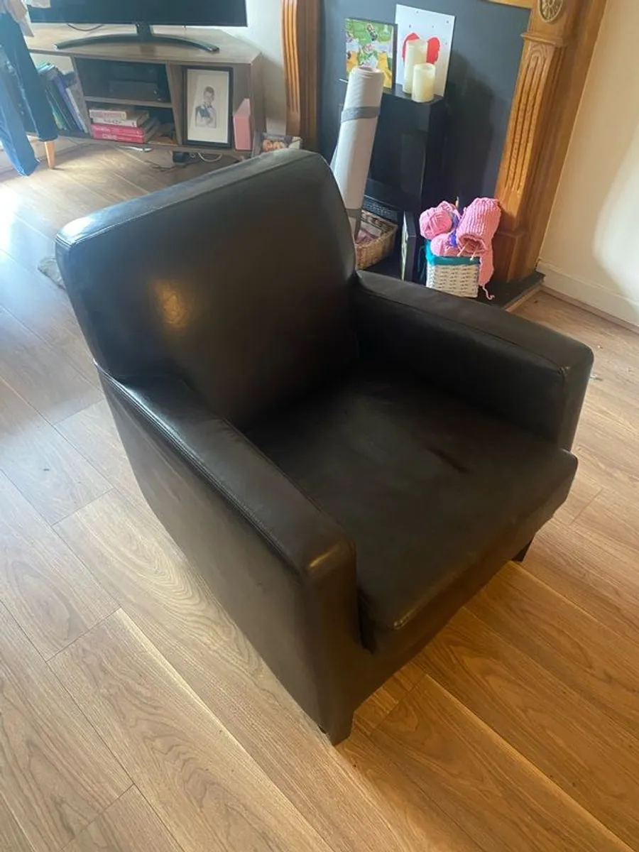Brown leather IKEA armchair - Image 3