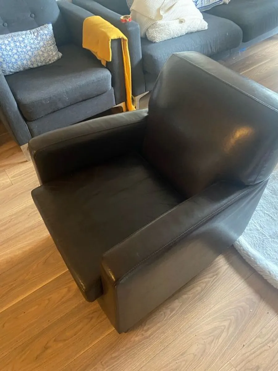 Brown leather IKEA armchair - Image 4