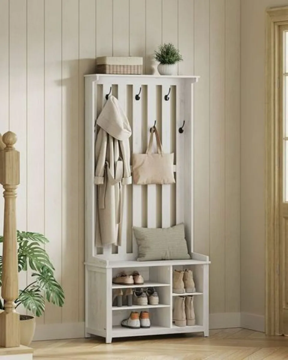 Coat rack with shelf and 7 double hooks vintage co - Image 2
