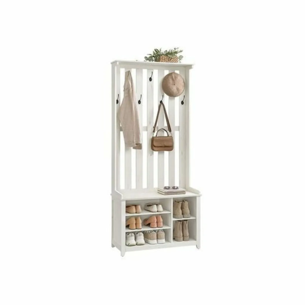 Coat rack with shelf and 7 double hooks vintage co - Image 1