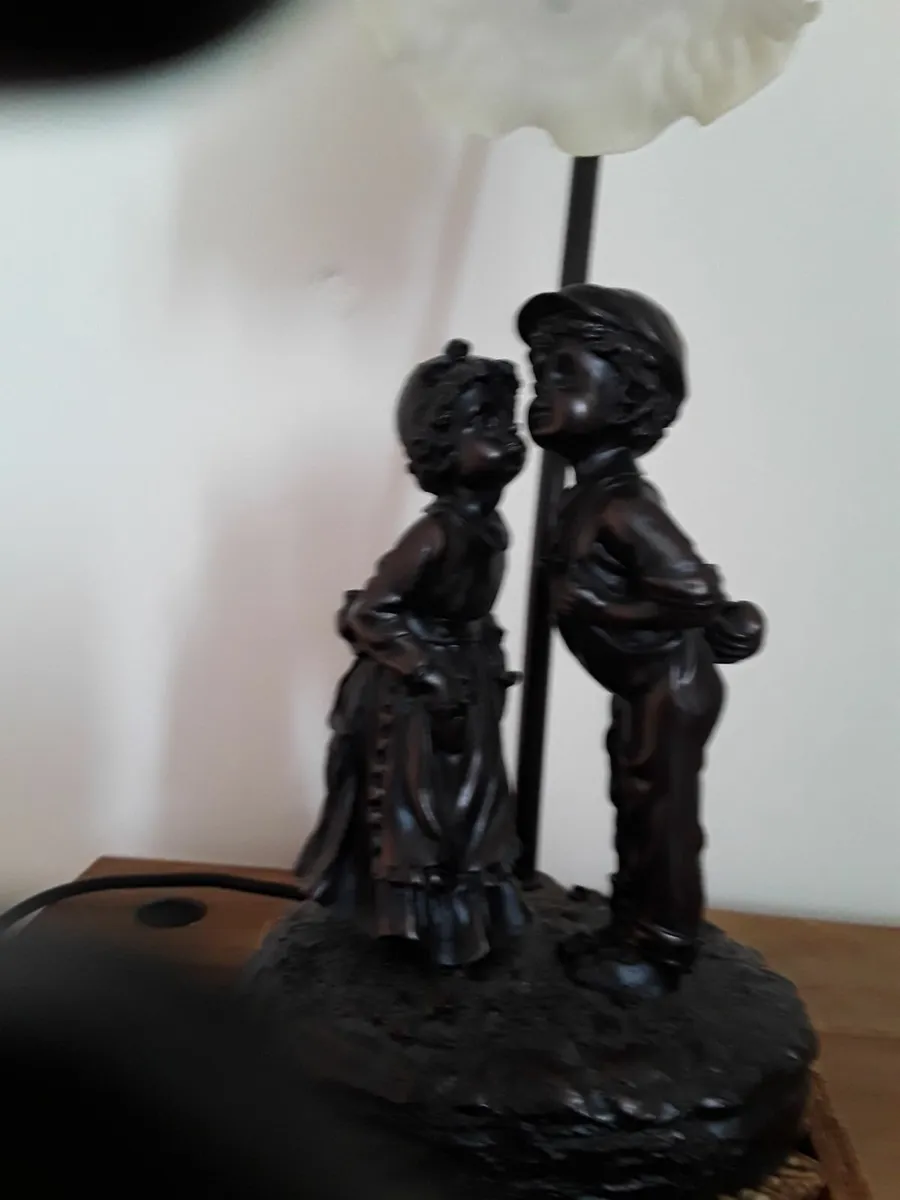 Widdop Bingham  lamp boy and girl with frill shade - Image 4