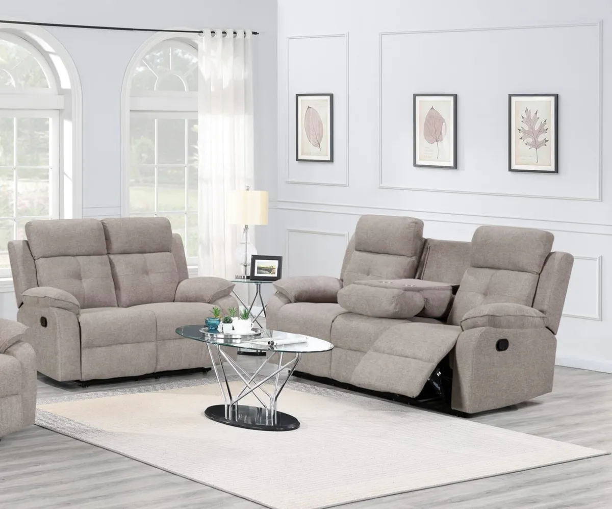 Abbey 3 seater + 2 seater recliner fabric sofa set - Image 1