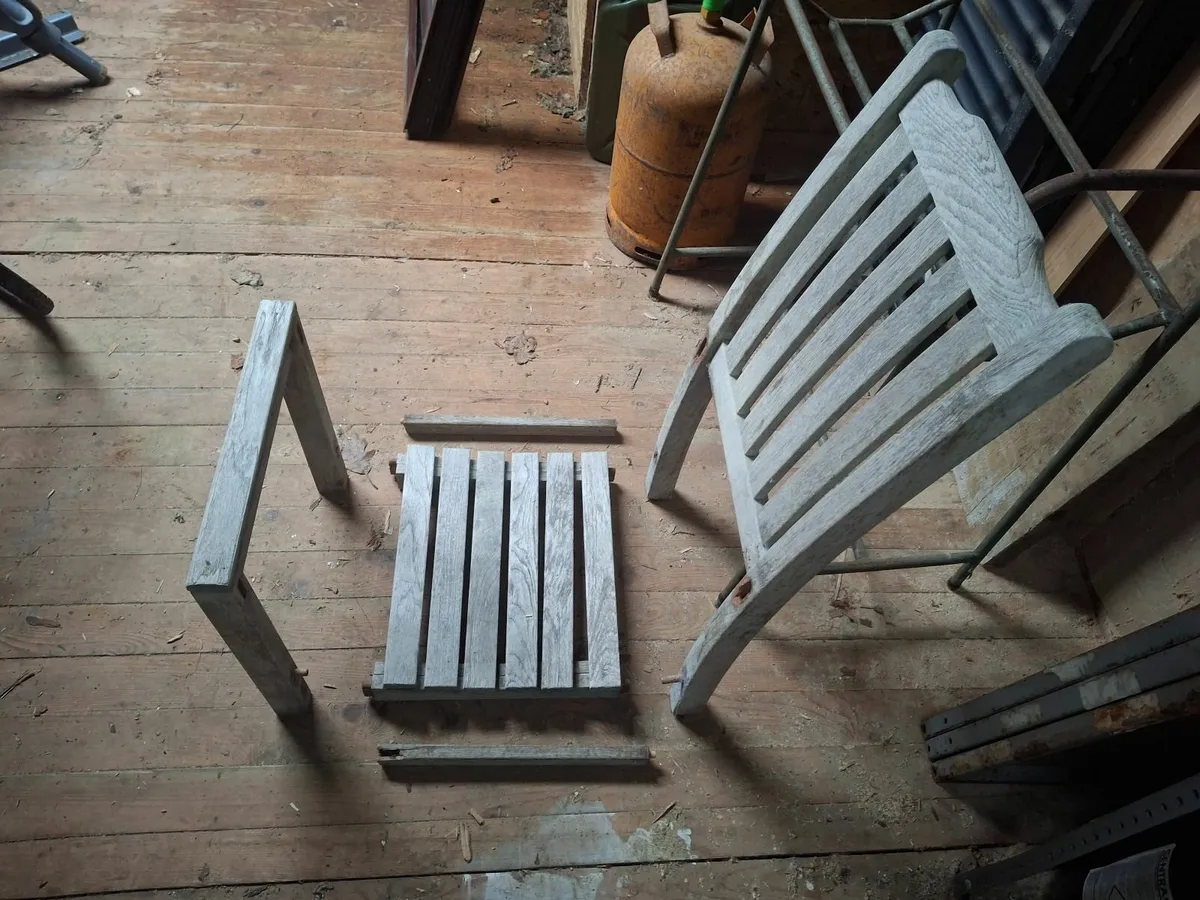 Six solid teak patio chairs -please read ad - Image 2