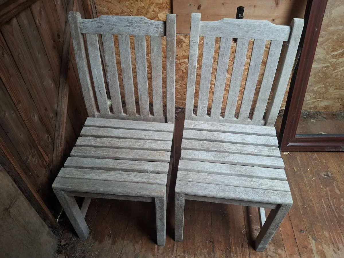Six solid teak patio chairs -please read ad - Image 3