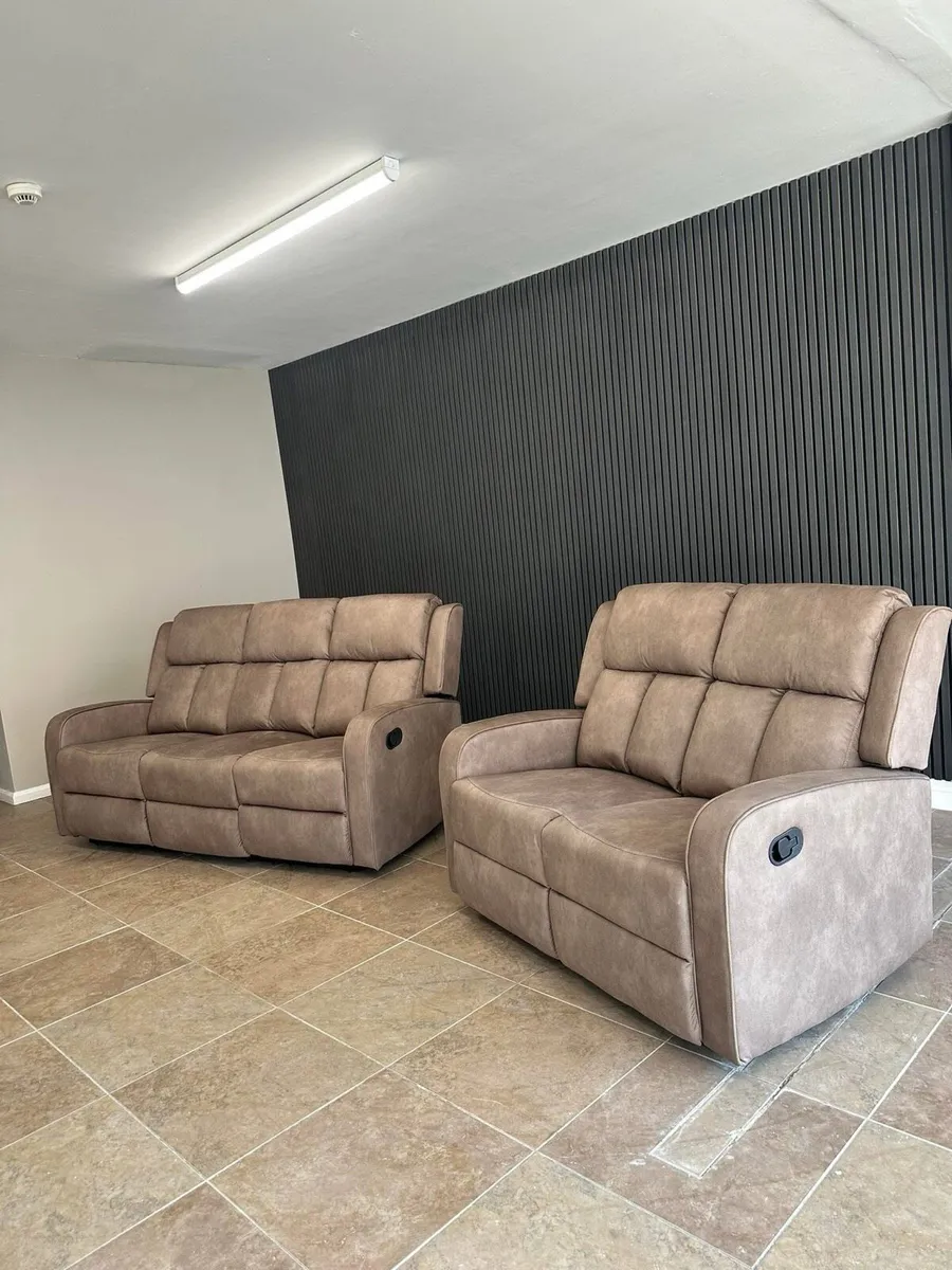 Taupe 3 seater & 2 seater reclining sofa set - Image 1