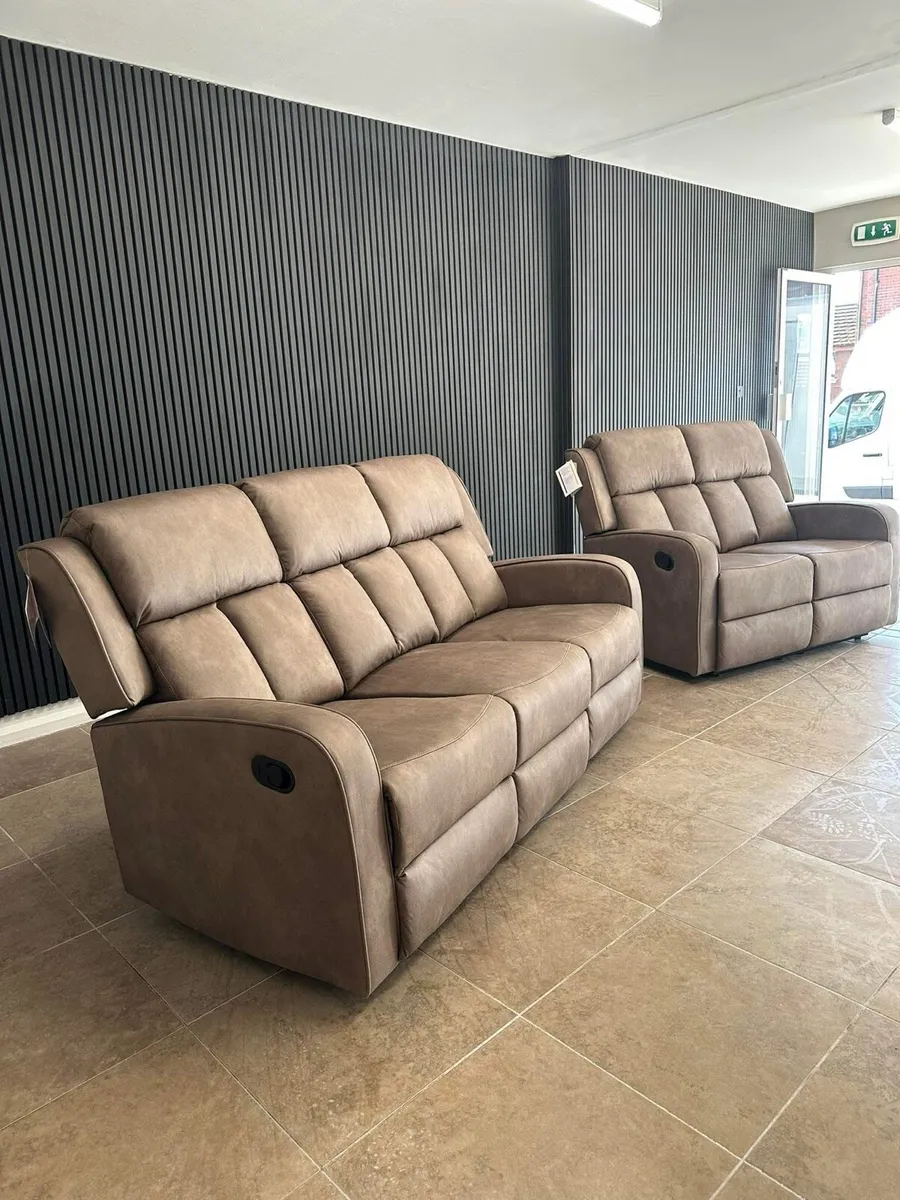 Taupe 3 seater & 2 seater reclining sofa set - Image 2