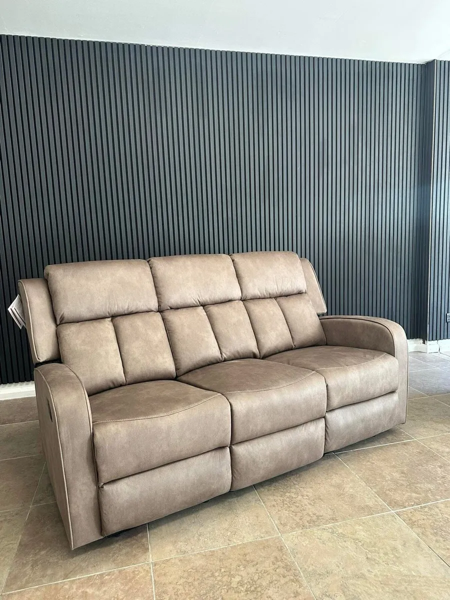 Taupe 3 seater & 2 seater reclining sofa set - Image 4
