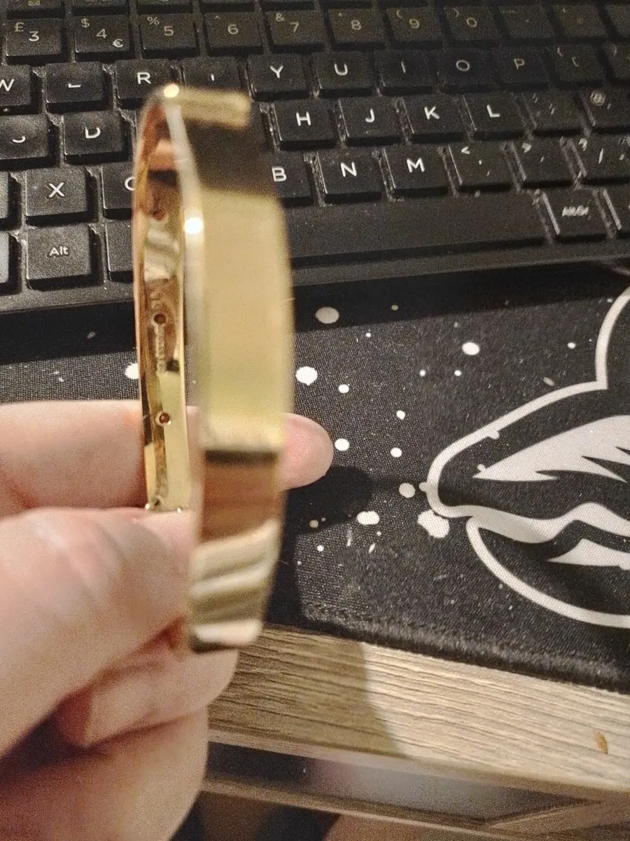 Gold Plated Vintage Bangle with Red Stones - Image 3