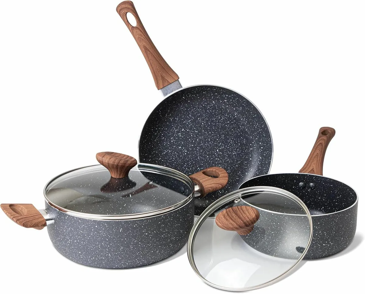 5 pcs - Non Stick Pots and Pans Set Lids Cooking - Image 1