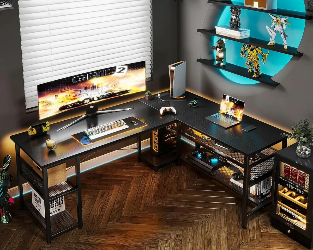 L Shaped Gaming Desk Office 168x120cm Reversible - Image 1