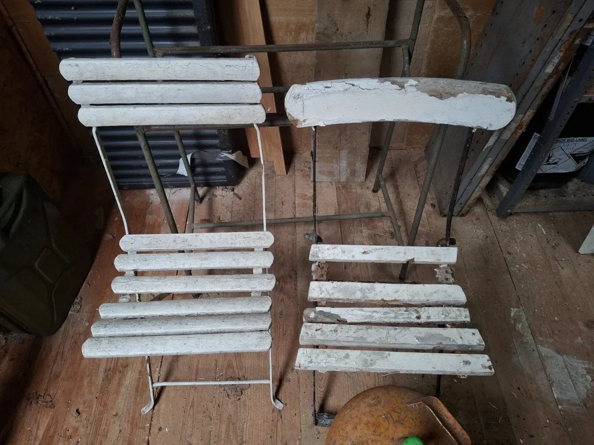 Antique folding tennis chairs - for restoration - Image 1