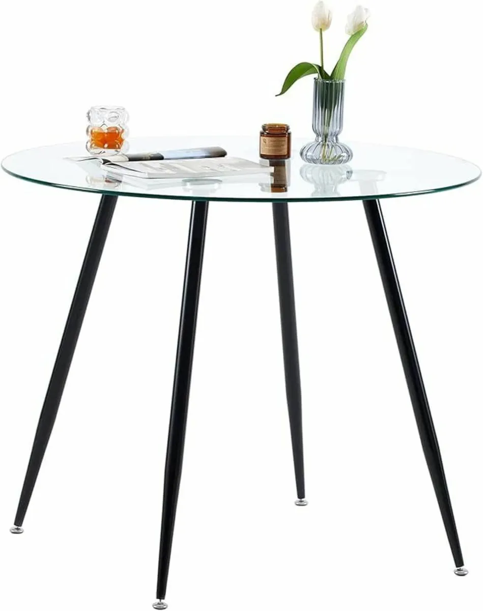 Round Dining Table 80cm Glass Top (table only) - Image 4