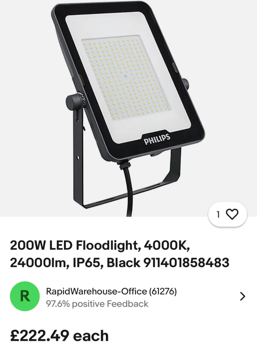3 PHILIPS ECO L.E.D LARGE FLOODLIGHTS - Image 2