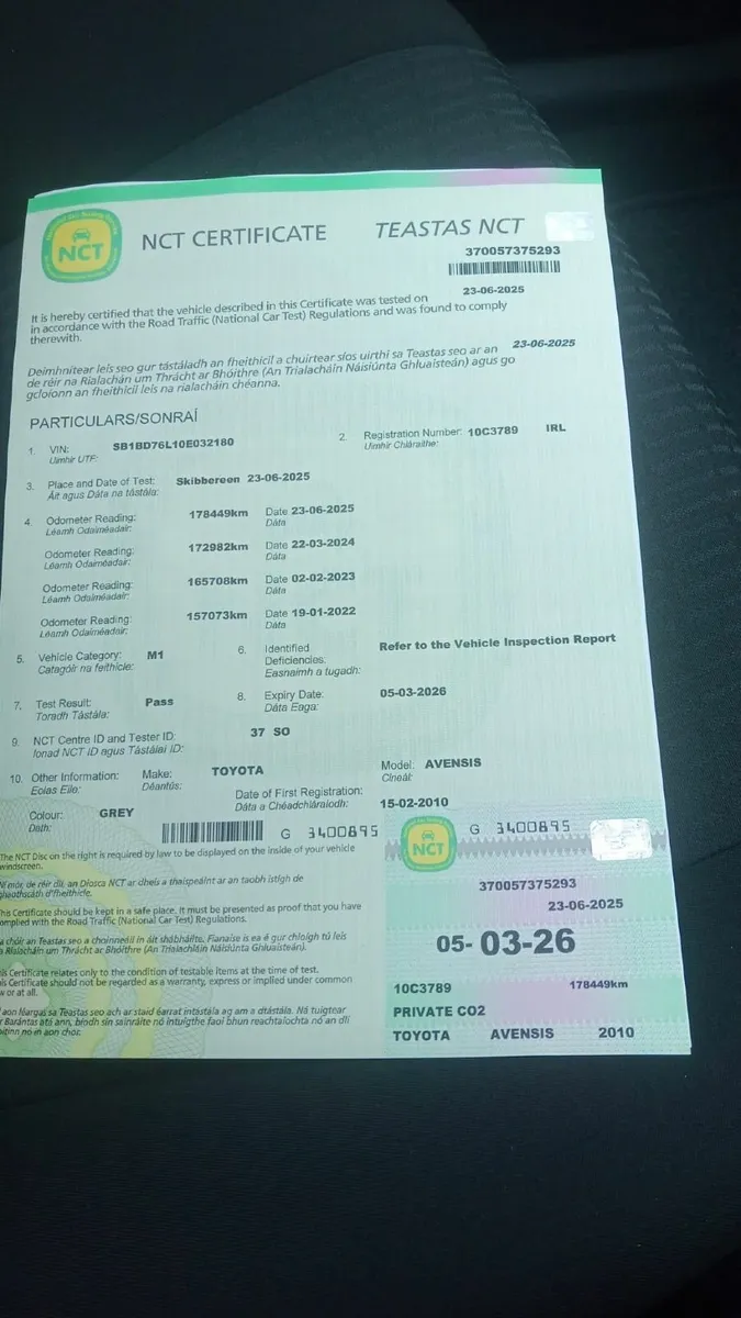Avensis only 178Km new NCT - Image 2