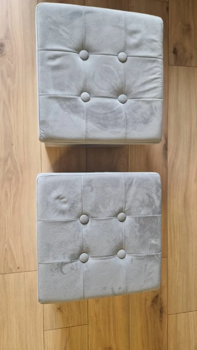 Set of 2 Grey Storage Ottomans – Stylish & Practic - Image 2