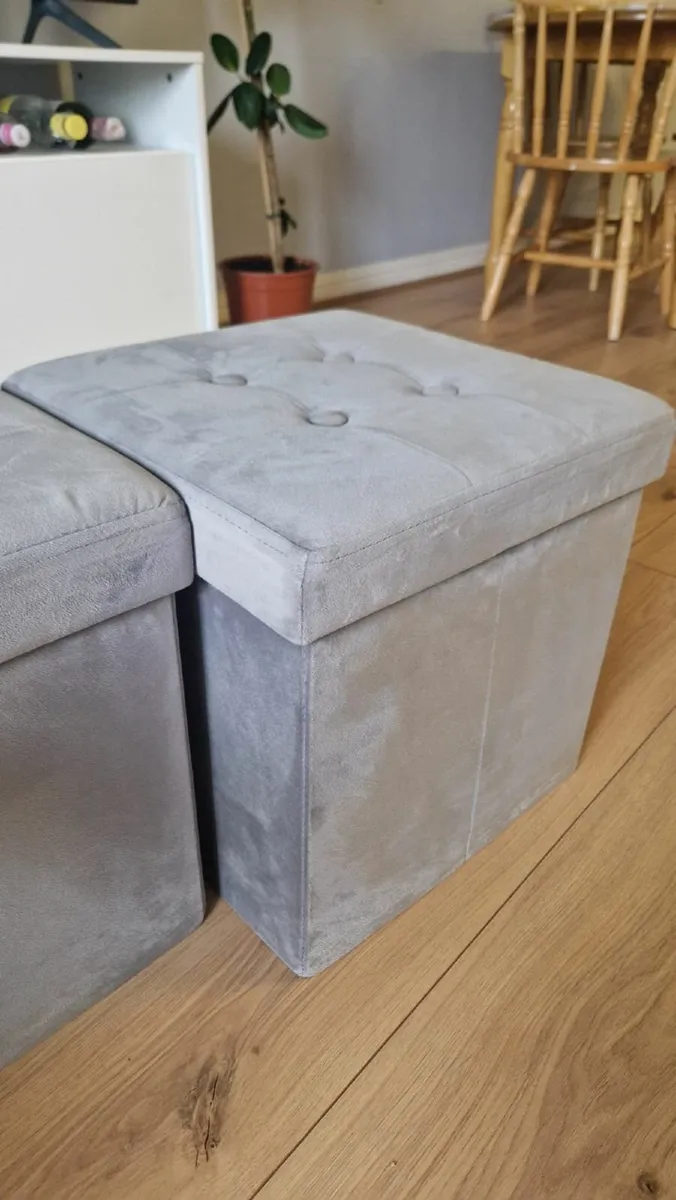 Set of 2 Grey Storage Ottomans – Stylish & Practic - Image 4