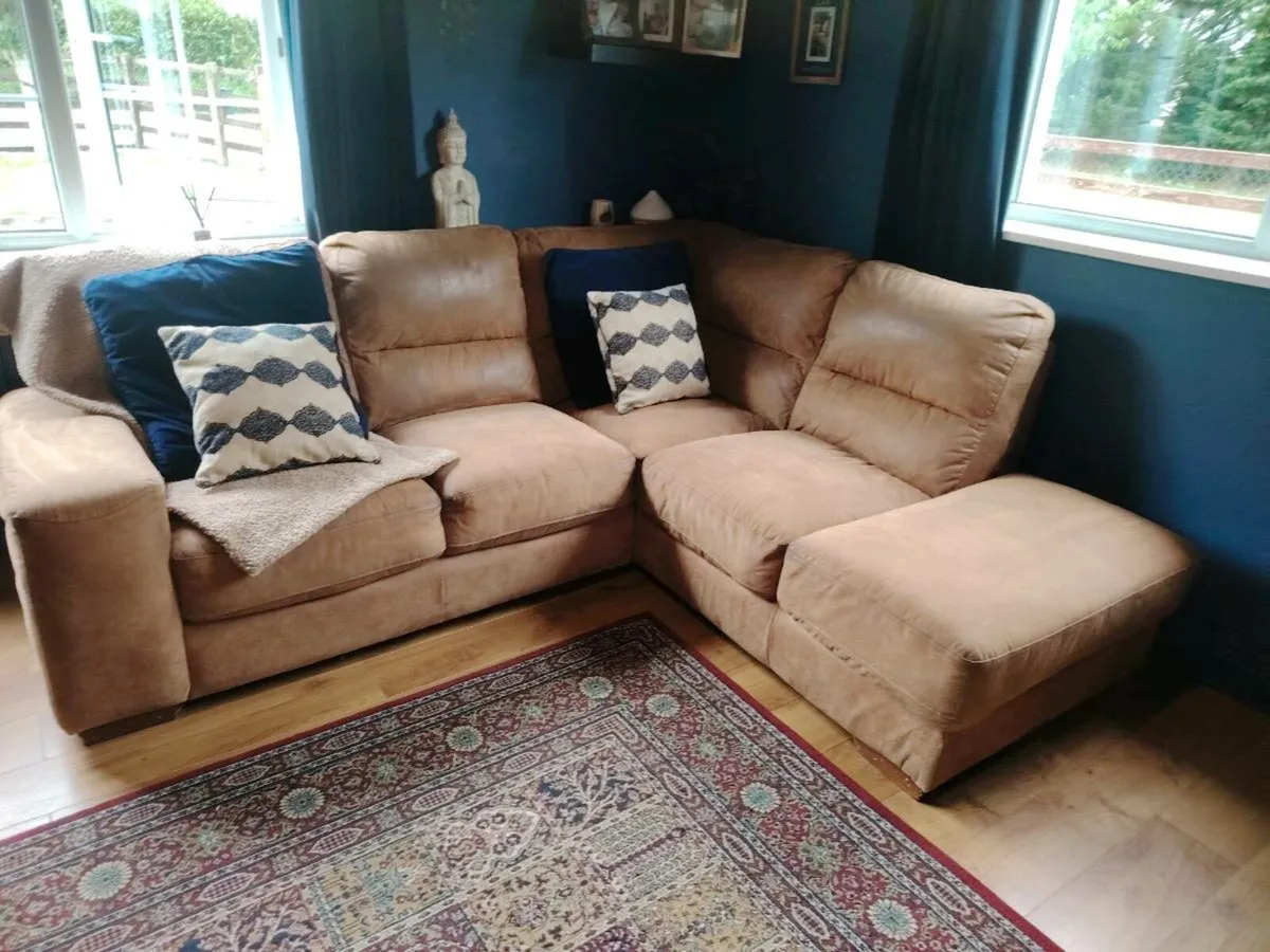 Tan suede corner couch - Image 2