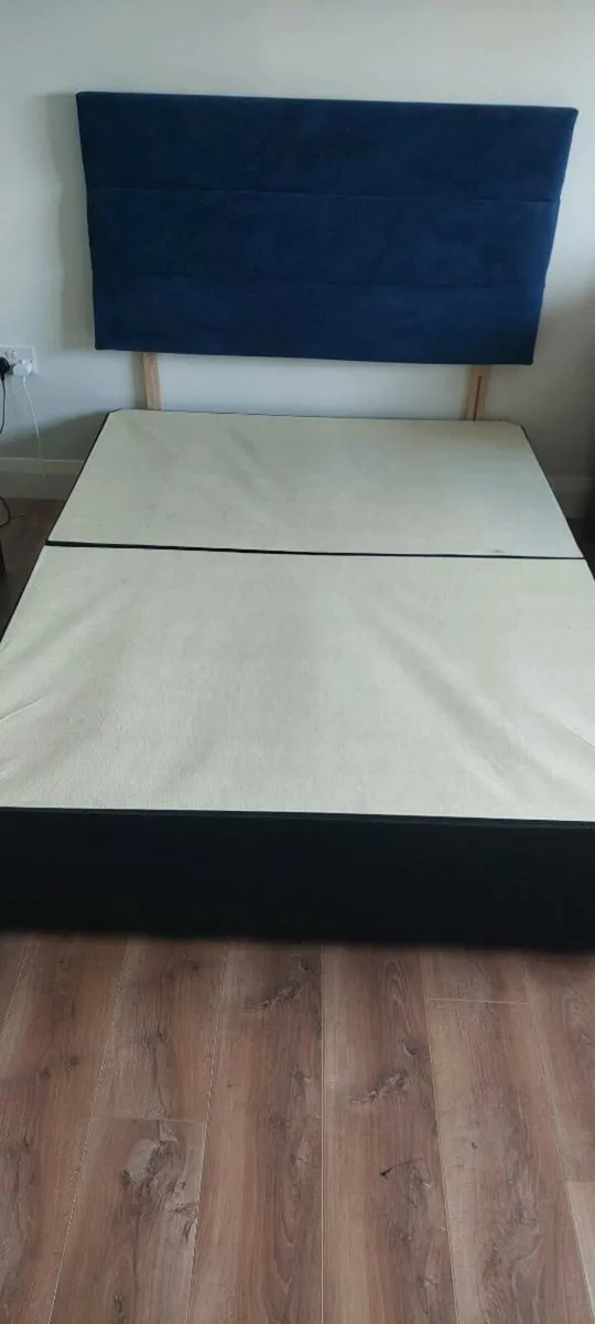 4ft 6in bed base and navy suede headboard