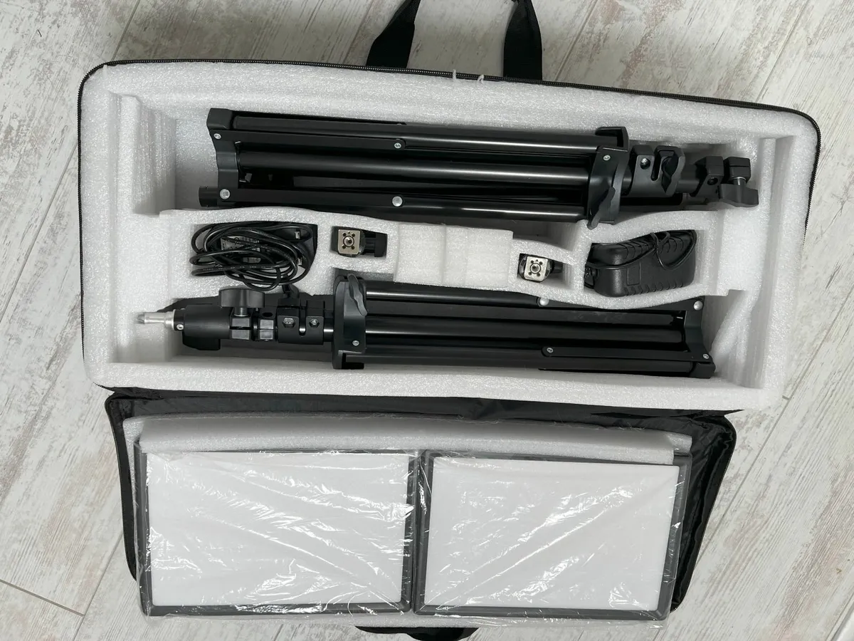 LED Video Light Kit - 2 Lights + Tripods - Image 3