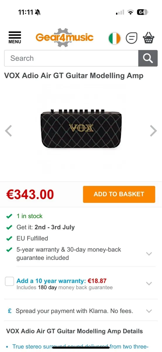 Vox Adio Air GT 50w Stereo Amp - Image 2