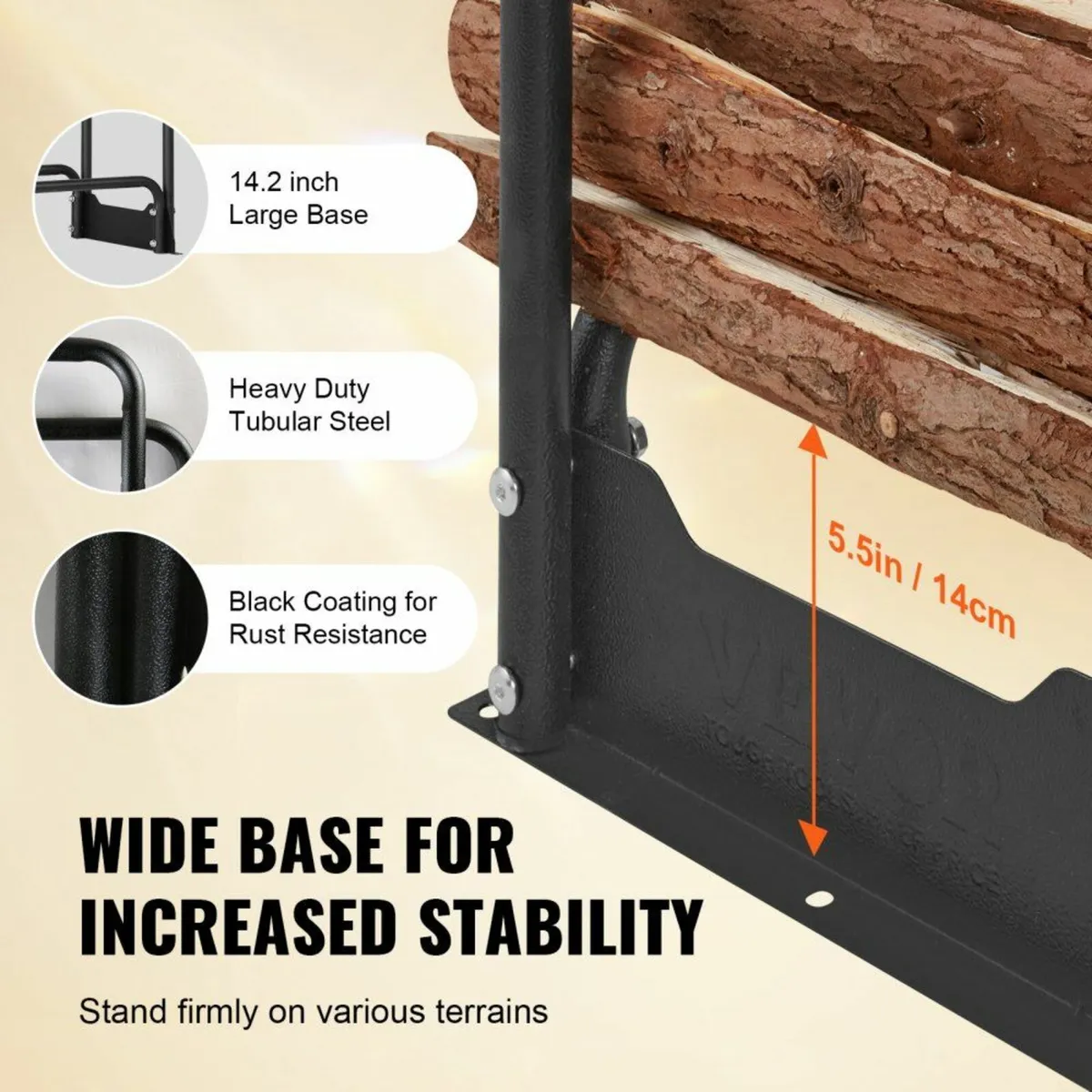 4.3FT Outdoor Firewood Rack with Cover, 52x14.2x46 - Image 4