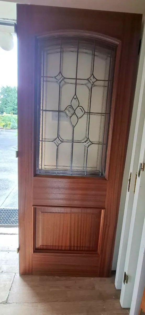 Teak internal doors with glass x 2 priced each - Image 1