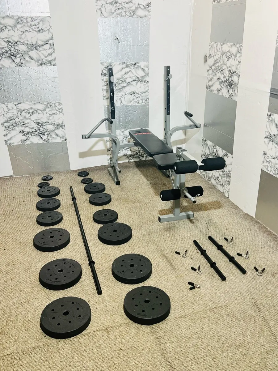 York fitness bench 50Kg weights barbell dumbbells - Image 3