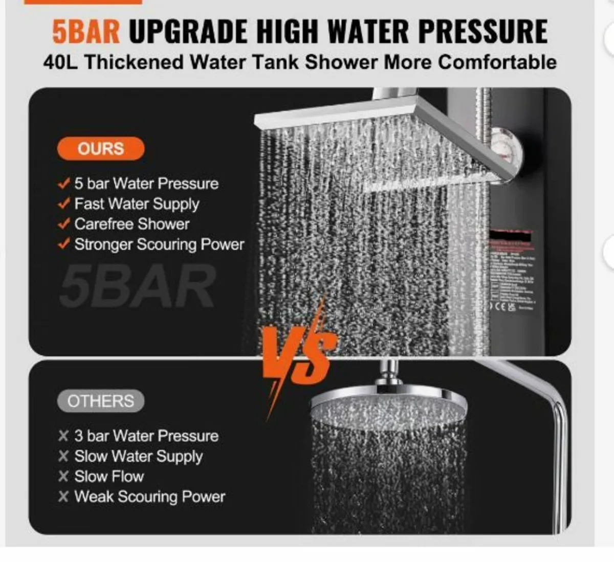 Outdoor Solar Heated Shower, 40L - Image 2