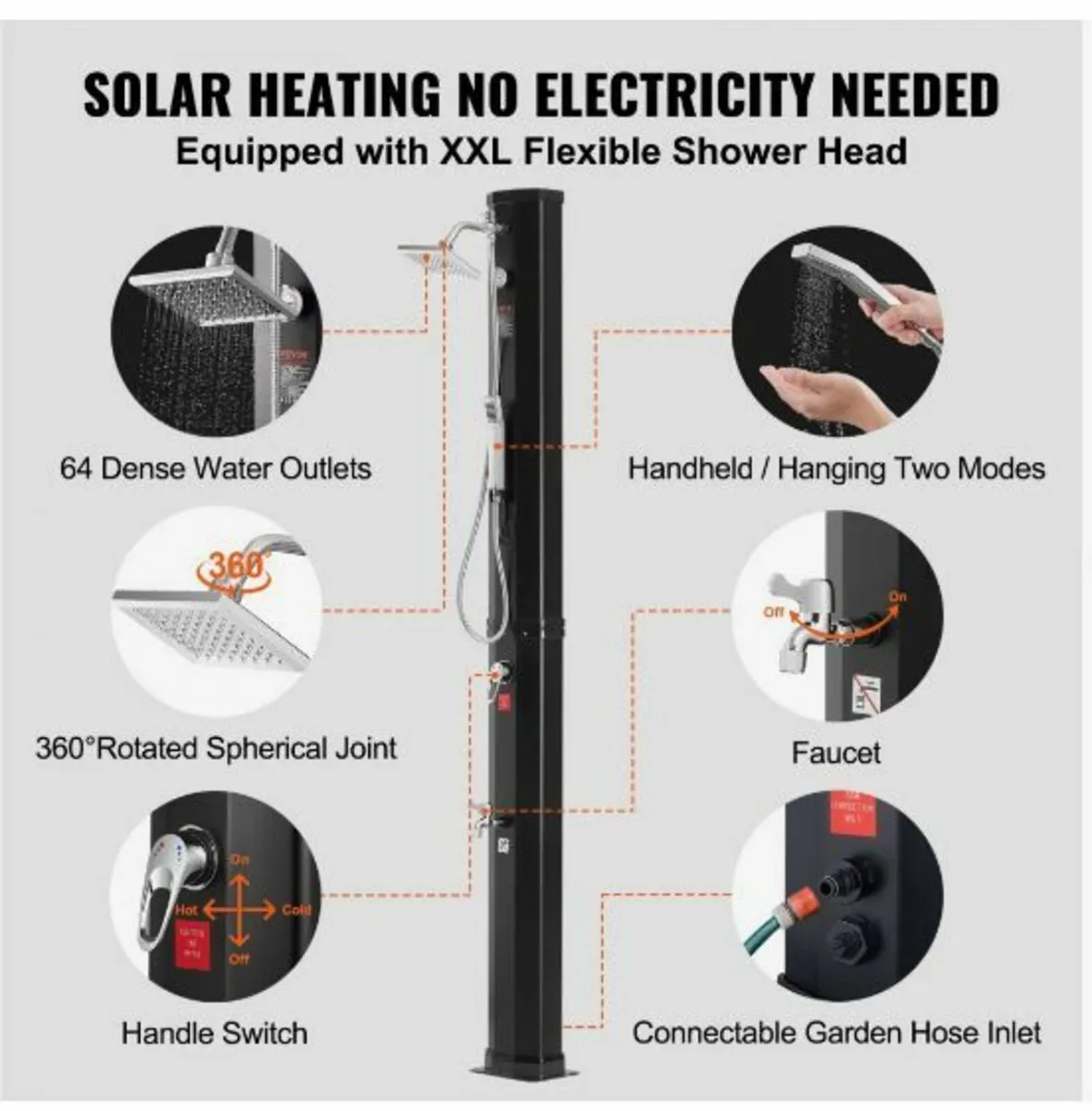 Outdoor Solar Heated Shower, 40L - Image 4