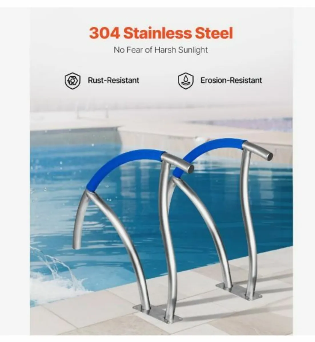 Pool Handrail, 30" x 30" Swimming Pool Stair Rail - Image 3