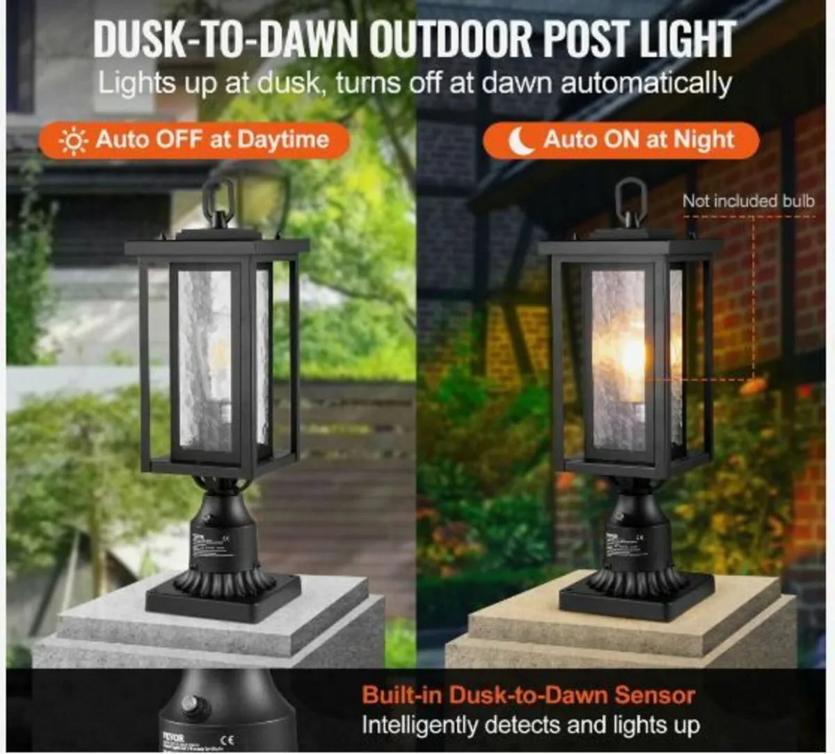 2 PCs Dusk to Dawn Outdoor Lamp Post Light Fixture - Image 2
