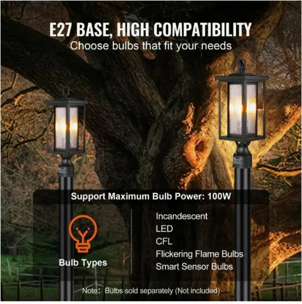 2 PCs Dusk to Dawn Outdoor Lamp Post Light Fixture - Image 4