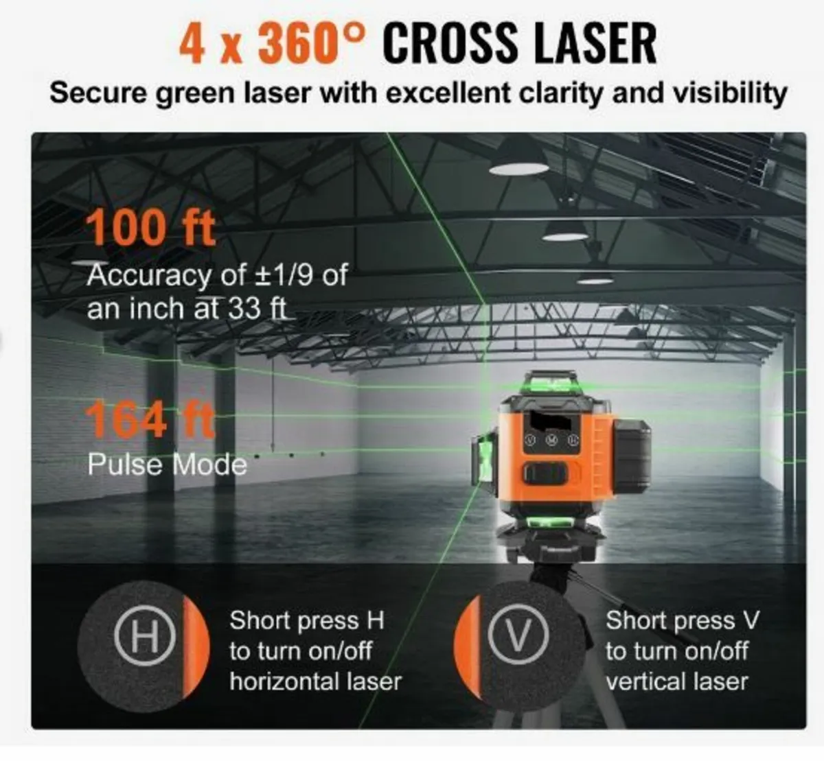 Laser Level 100ft Green Cross Line Self - Image 2