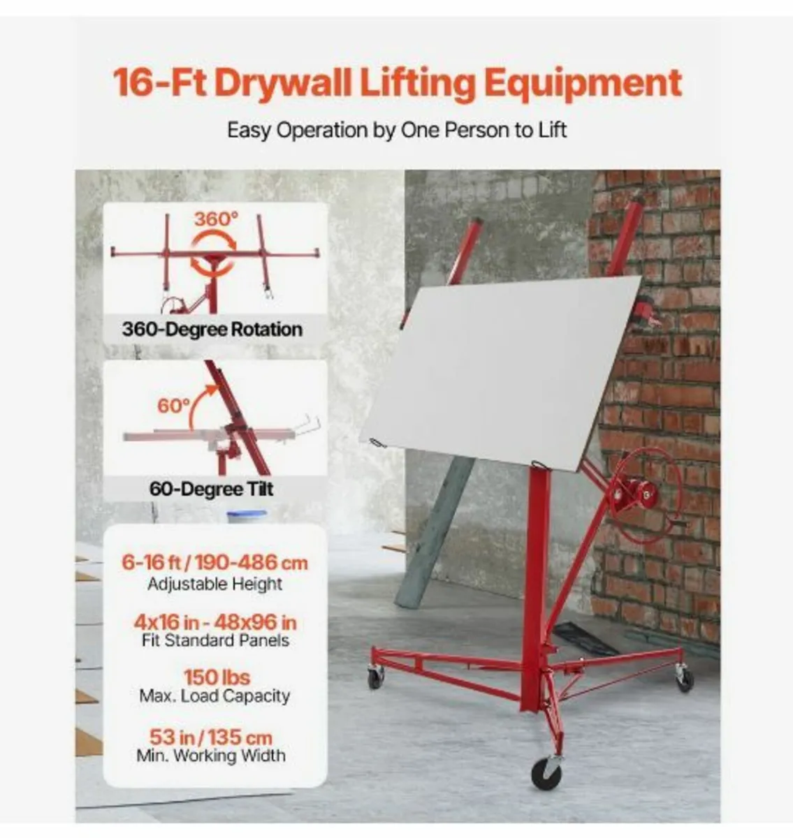 Drywall Rolling Lifter Panel, 16ft - Image 3