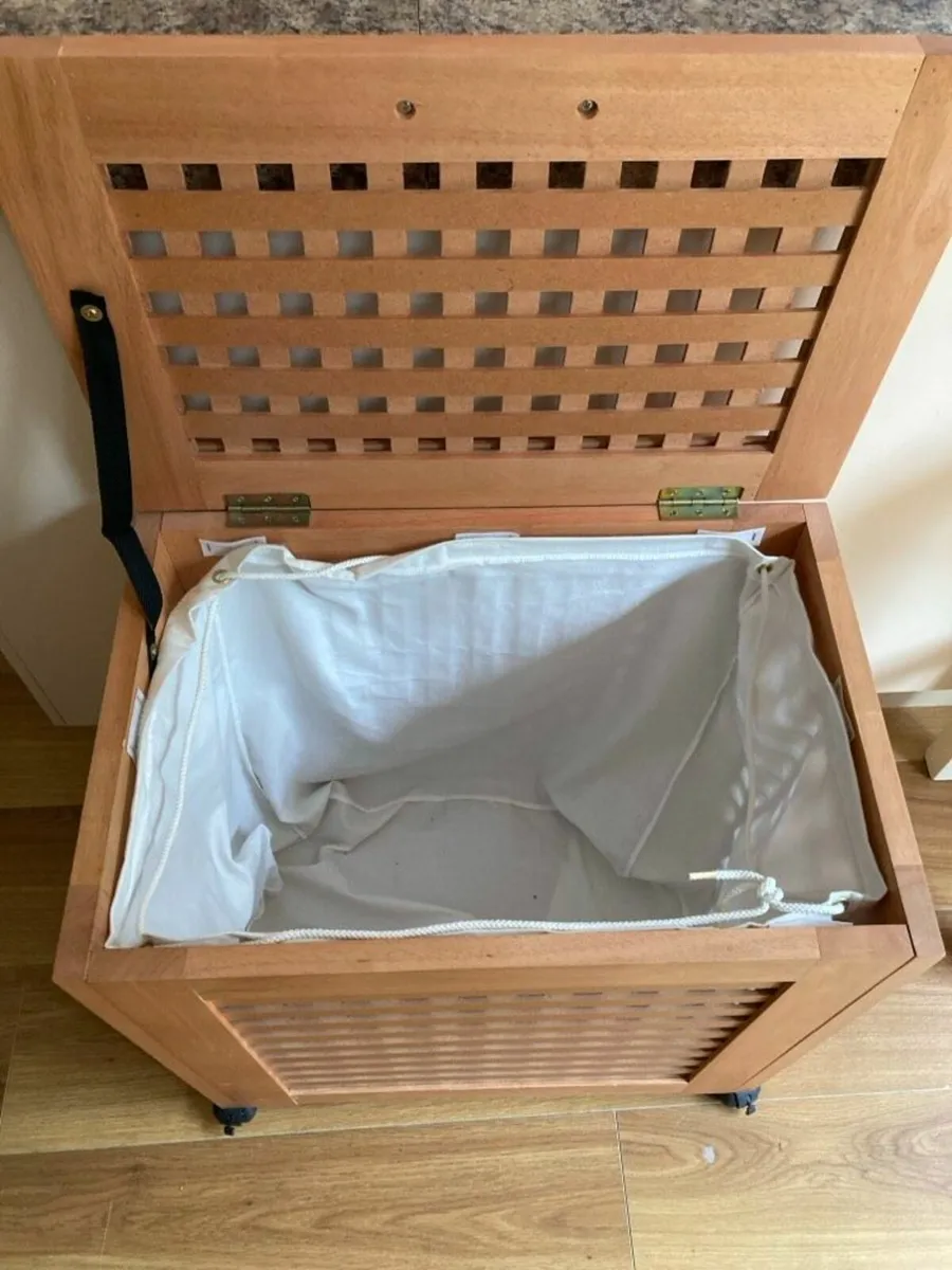 Wooden Linen basket Trolley - Open to offers - Image 1