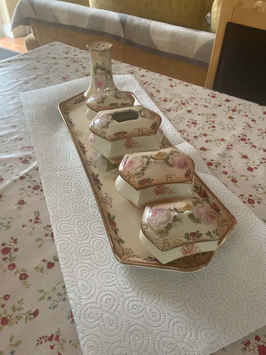 Antique dressing table set  with matching tray - Image 1