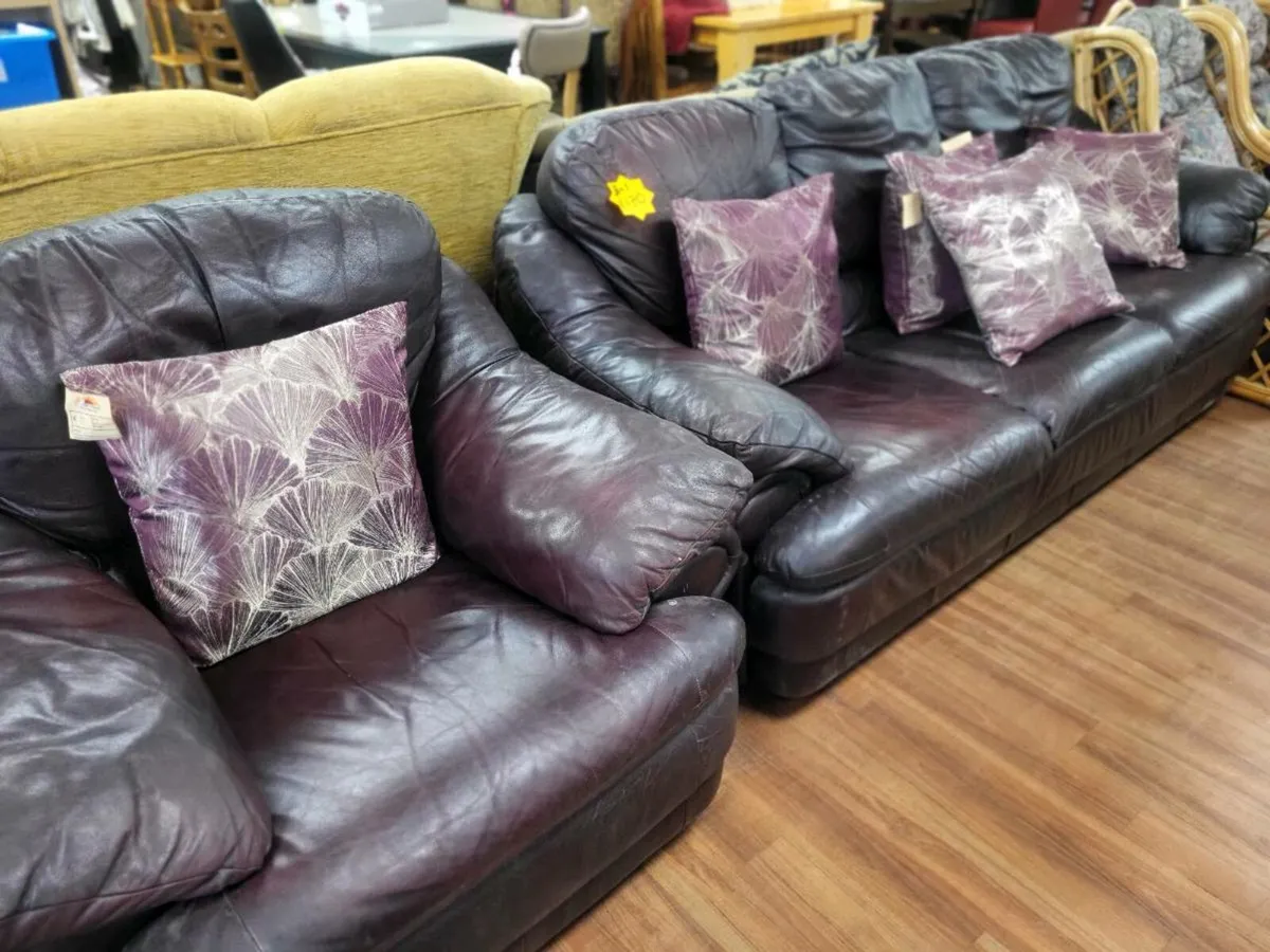 North West Hospice Charity Shop leather chairs + 3 - Image 1
