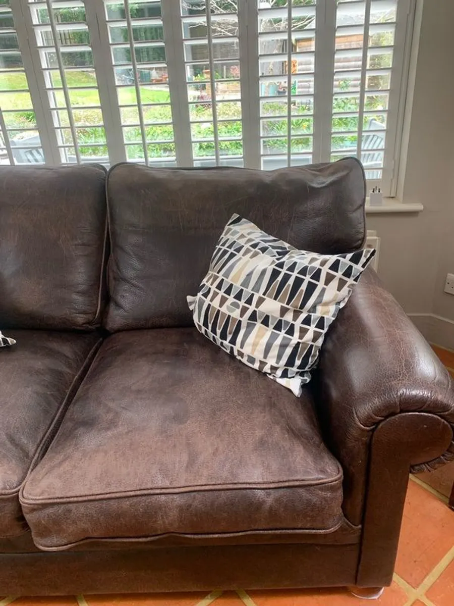 Brown Leather 2 Seater Couch - Image 2