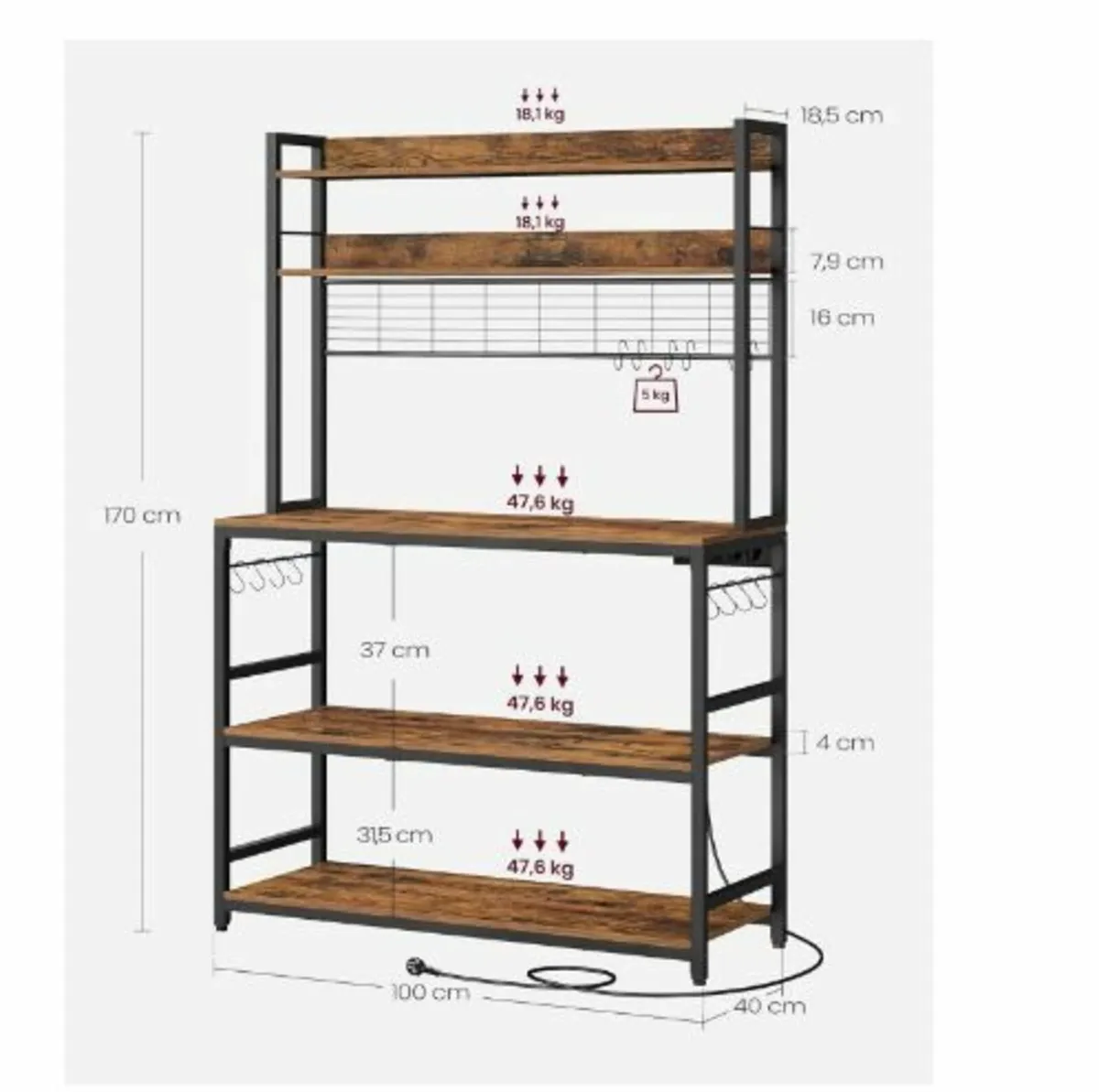 Kitchen Shelf with Sockets - Image 3