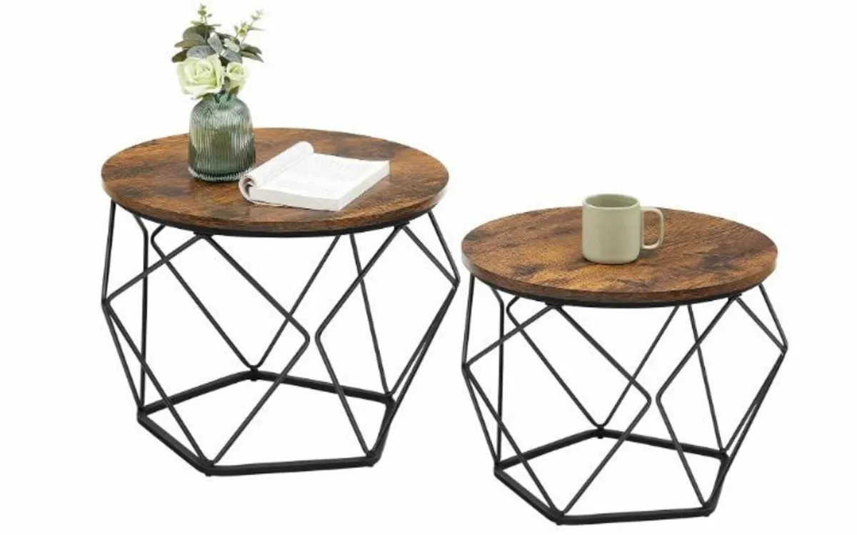 Round Coffee Table, Set of 2, Living Room - Image 1