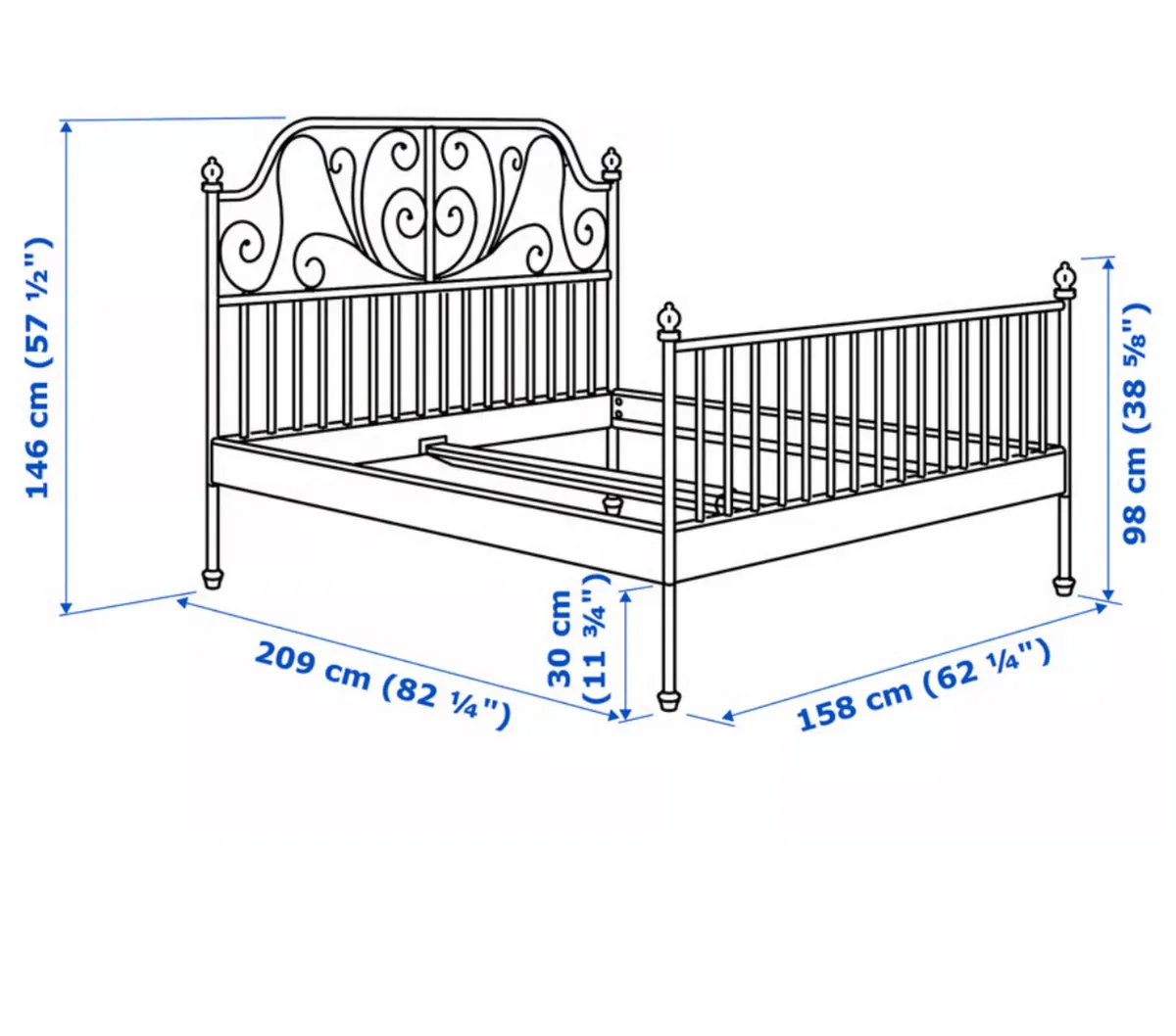 LEIRVIK white metal IKEA bed frame - Image 2