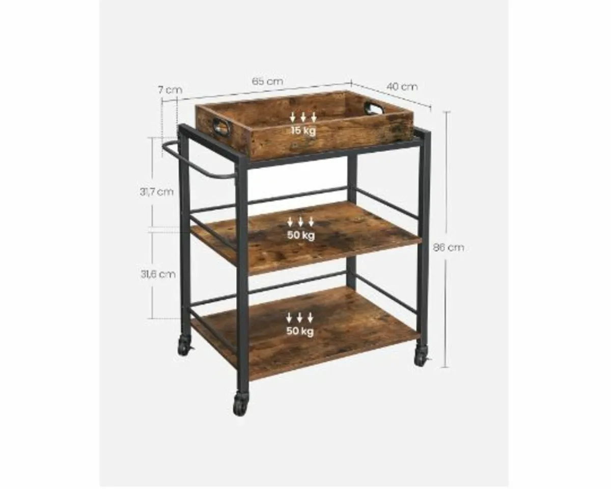Industrial Style Serving Trolley - Image 2